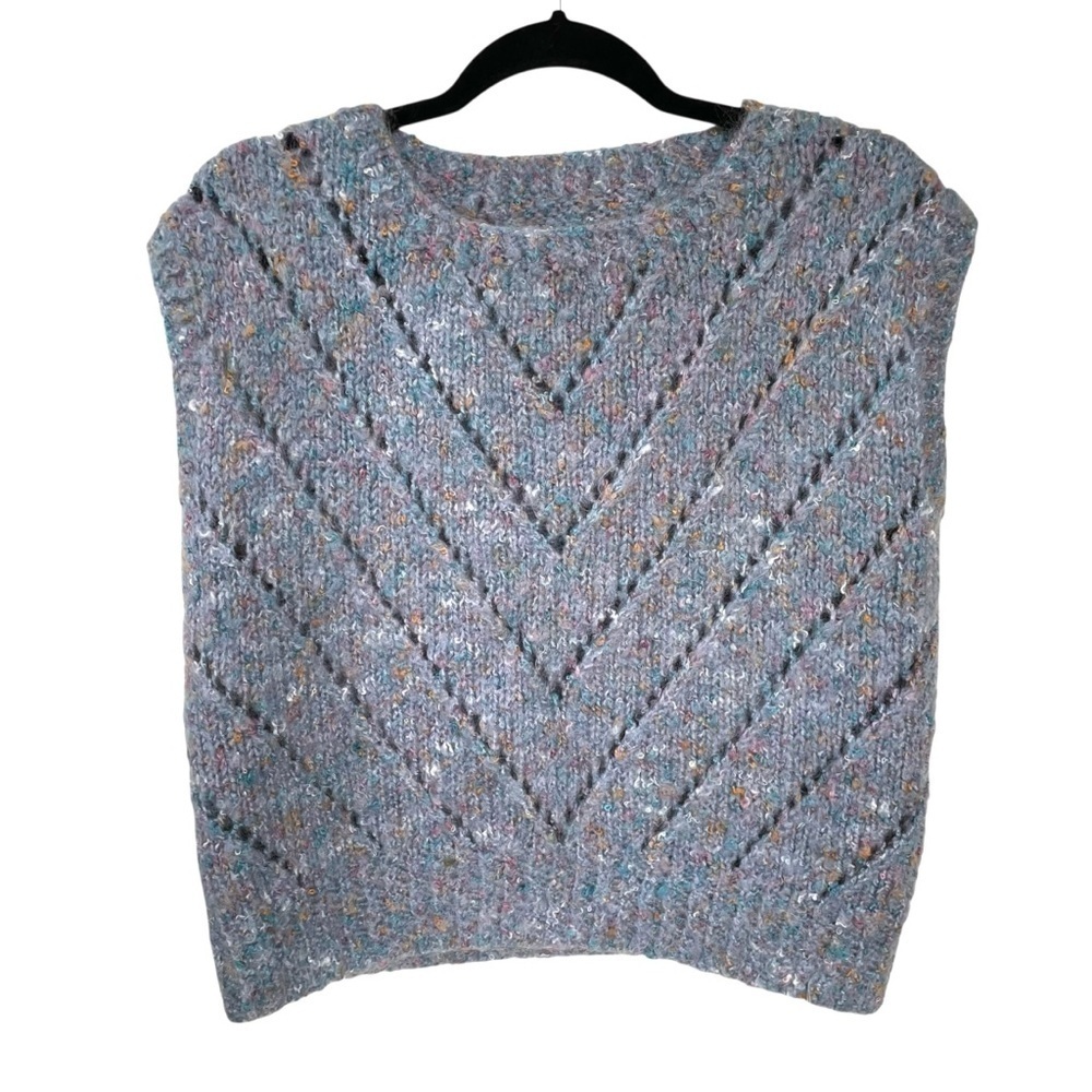 Hand Crafted Women's Sleeveless Sweater Vest Blue M